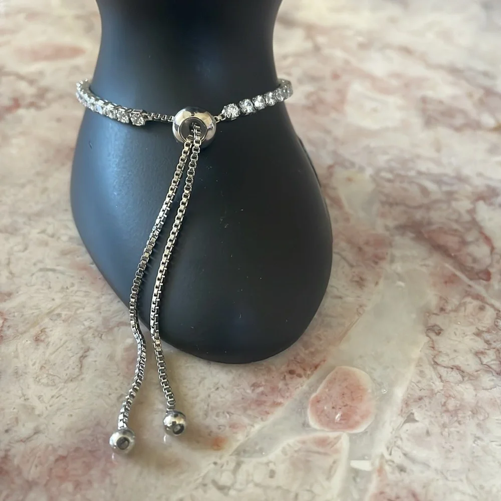 NWT~Woman’s Sterling Silver Diamonique Slide Adjustable Dragonfly Bracelet - Picture 3 of 9